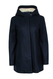 Current Boutique-J.Crew - Navy Italian Wool Pea Coat w/ Fur Hood Sz 10