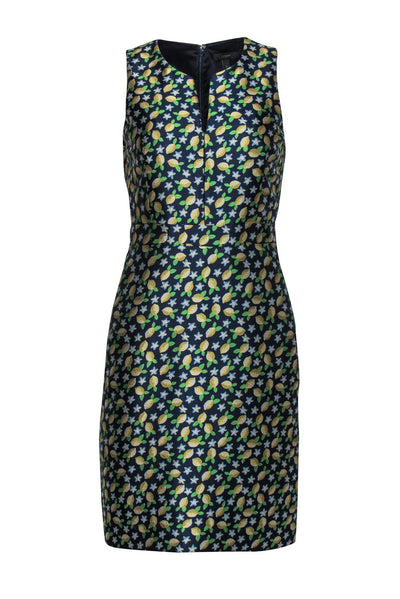 Current Boutique-J.Crew - Navy Lemon Patterned Sheath Dress Sz 0