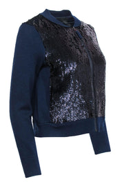 Current Boutique-J.Crew - Navy Sequined Crop Zip-Up Jacket Sz XS