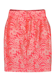 Current Boutique-J.Crew - Neon Pink Floral Wrap-Style Pencil Skirt Sz 6