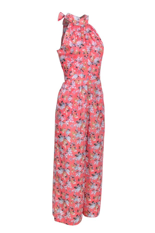 Current Boutique-J.Crew - Pink Floral Print Wide Leg Cotton Jumpsuit Sz 8