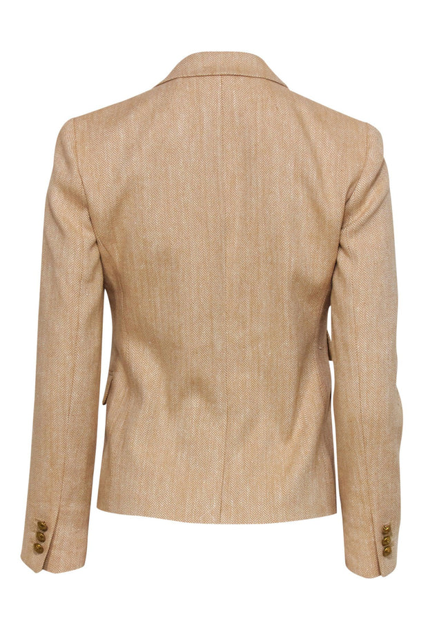 Current Boutique-J.Crew - Tan Herringbone Linen Blend Blazer Sz 00