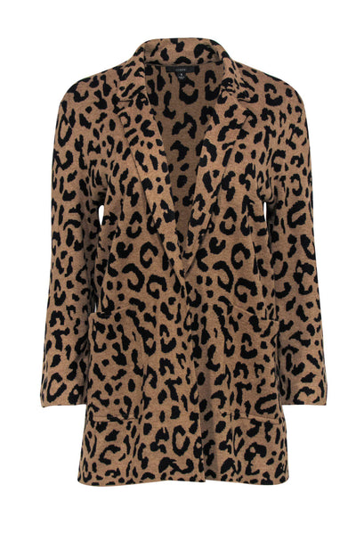 Current Boutique-J.Crew - Tan Leopard Print Open Front Cardigan Sz S