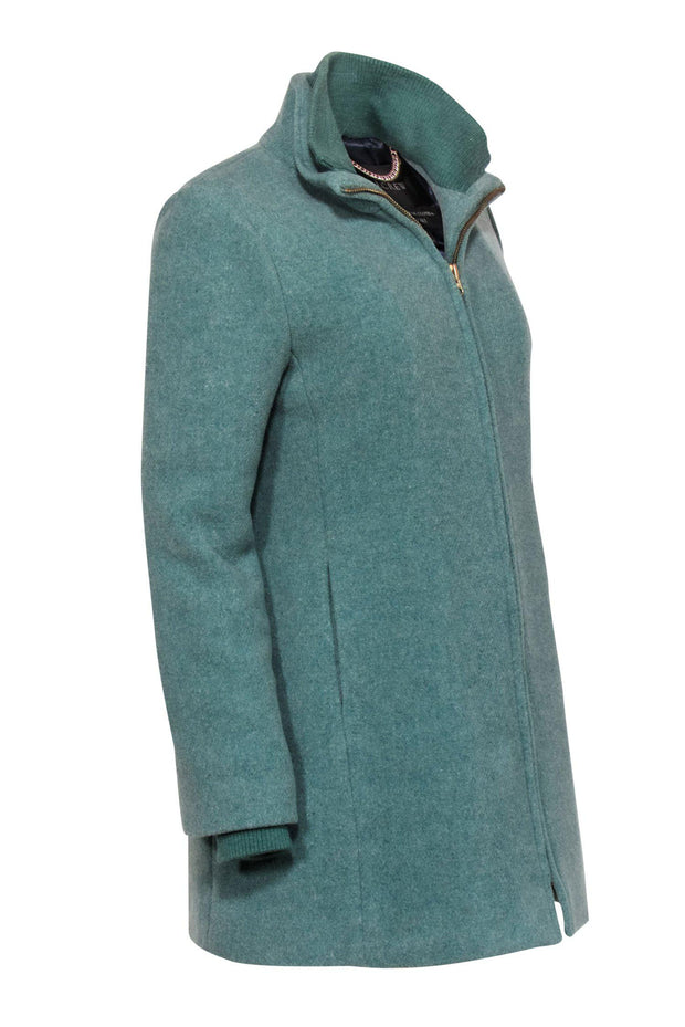 Current Boutique-J.Crew - Teal Zip-Up Wool Blend Coat Sz 8