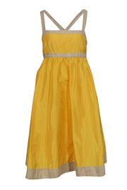 Current Boutique-J.Crew - Yellow Empire Waist Dress w/ Linen Trim Sz 6