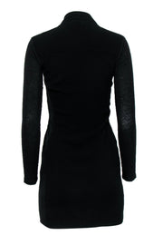 Current Boutique-James Perse - Black Long Sleeve Button-Front Draped Dress Sz 0