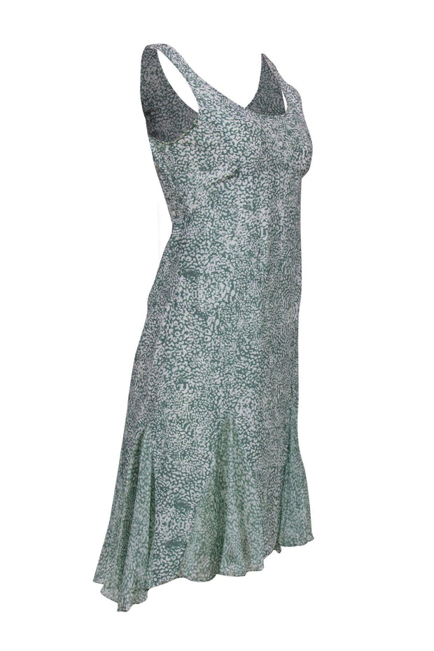 Current Boutique-Jason Wu - Green & White Spotted Silk Sleeveless Dress Sz 2