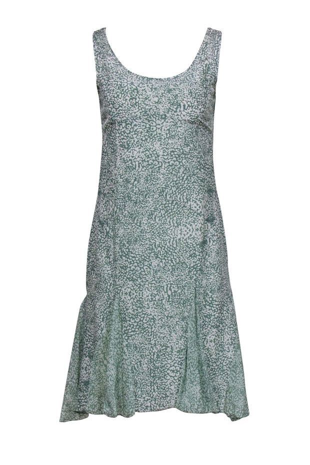 Current Boutique-Jason Wu - Green & White Spotted Silk Sleeveless Dress Sz 2