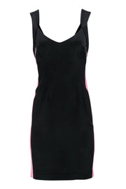 Current Boutique-Jay Godfrey - Black Sleeveless Bodycon Dress w/ Hot Pink Trim Sz 4