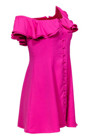 Current Boutique-Jay Godfrey - Bright Pink Ruffle Sleeve Shift Dress Sz 4