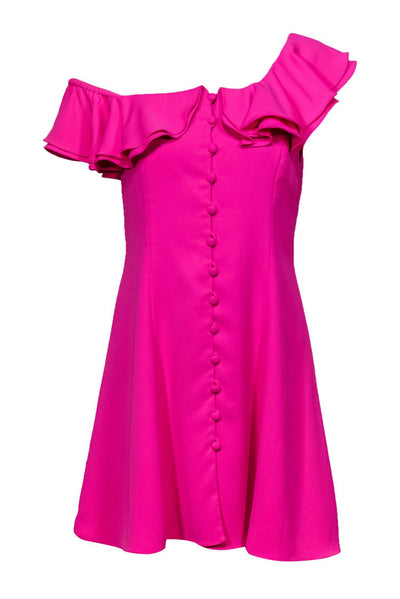 Current Boutique-Jay Godfrey - Bright Pink Ruffle Sleeve Shift Dress Sz 4