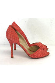 Current Boutique-Jean-Michel Cazabat - Coral Snakeskin Peep Toe Heels Sz 7