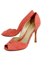 Current Boutique-Jean-Michel Cazabat - Coral Snakeskin Peep Toe Heels Sz 7