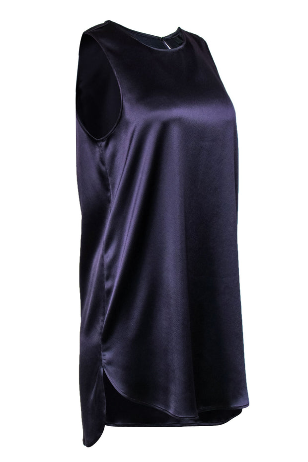 Current Boutique-Jenni Kayne - Navy Satin Sleeveless Shift Dress Sz M