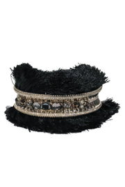 Current Boutique-Jenny Packham - Gold & Black Jeweled Bangle w/ Fringe