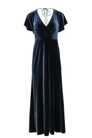 Current Boutique-Jenny Yoo - Navy Velvet Ruffle Sleeve Gown Sz 8