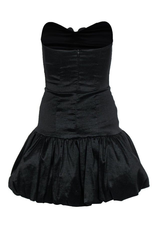 Current Boutique-Jessica McClintock - Black Strapless Ruffle Fitted Dress w/ Balloon Hem Sz 4