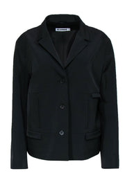 Current Boutique-Jil Sander - Black Three-Button Notch Lapel Blazer Sz 14