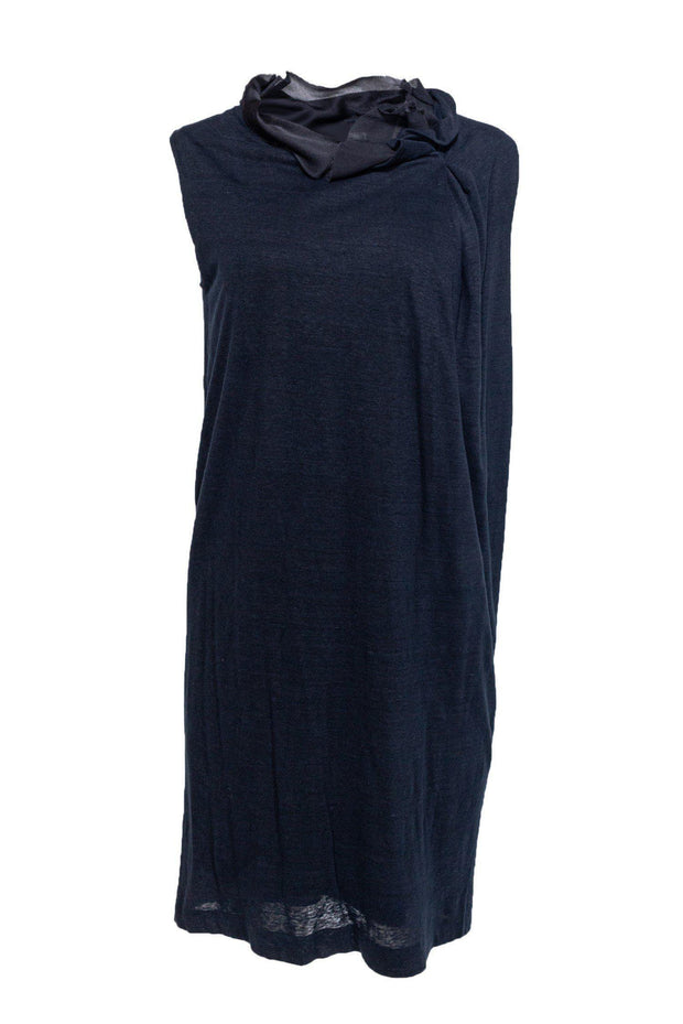 Current Boutique-Jil Sander - Navy Drape Neck Shift Dress Sz 2