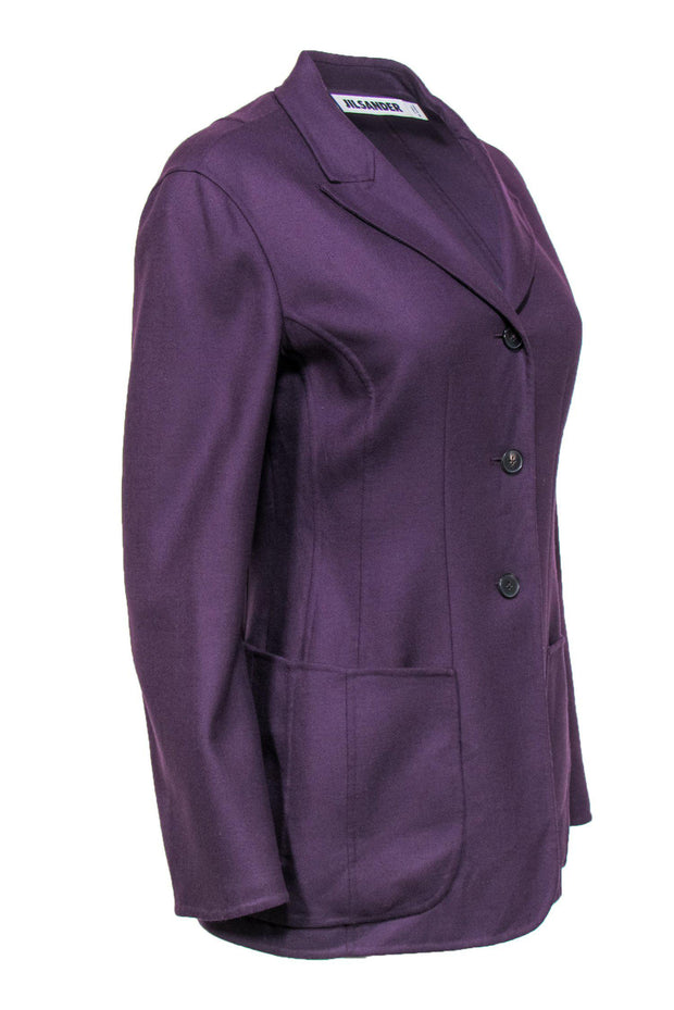 Current Boutique-Jil Sander - Plum Purple Three-Button Wool Blazer Sz S