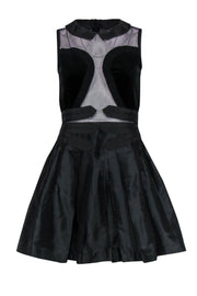 Current Boutique-Jil Stuart - Black Bubble Skirt A-Line Dress w/ Velvet & Fishnet Sz 6