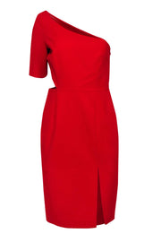 Current Boutique-Jill Jill Stuart - Red One-Shouldered Sheath Dress w/ Cutout Sz 8