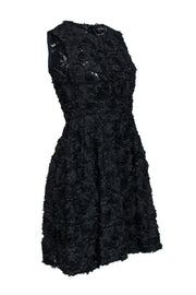 Current Boutique-Jill Stuart - Black Floral Applique Textured A-Line Dress Sz 4