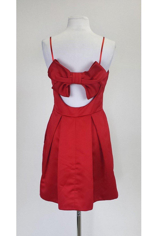 Current Boutique-Jill Stuart - Red Satin Strapless Dress w/ Bow Detail Sz 6