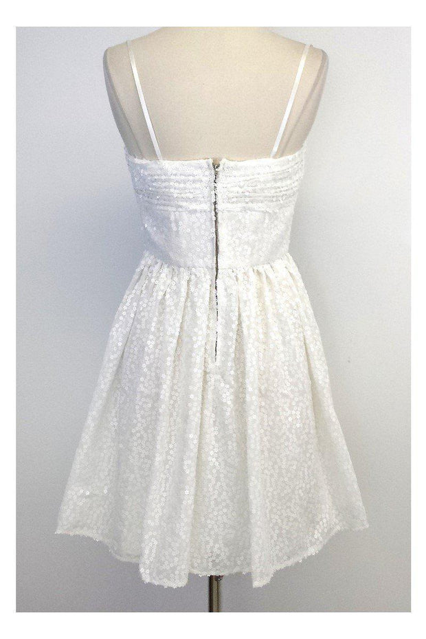 Current Boutique-Jill Stuart - White Floral Sequin Sleeveless Dress Sz 4