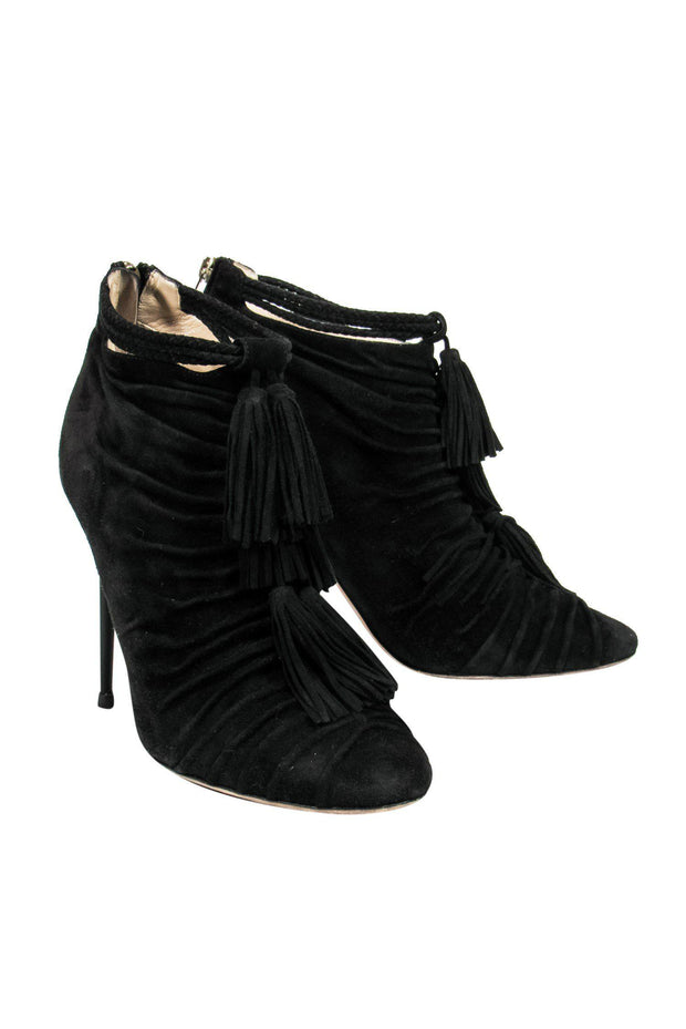 Current Boutique-Jimmy Choo - Black Heeled Booties w/ Tassels Sz 11