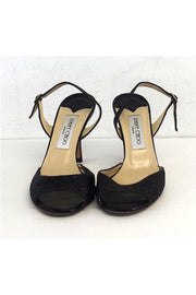 Current Boutique-Jimmy Choo - Black Sparkle Peep Toe Slingbacks Sz 8.5