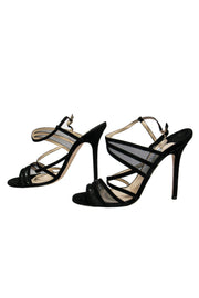 Current Boutique-Jimmy Choo - Black Suede & Mesh Wrap Sandal Sz 10