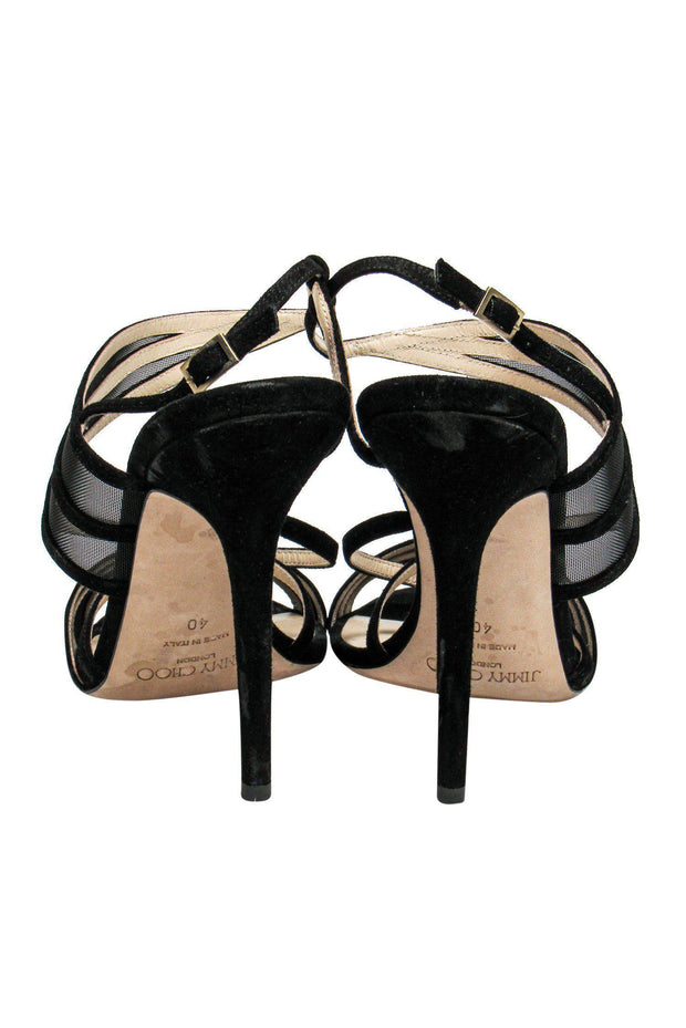 Current Boutique-Jimmy Choo - Black Suede & Mesh Wrap Sandal Sz 10