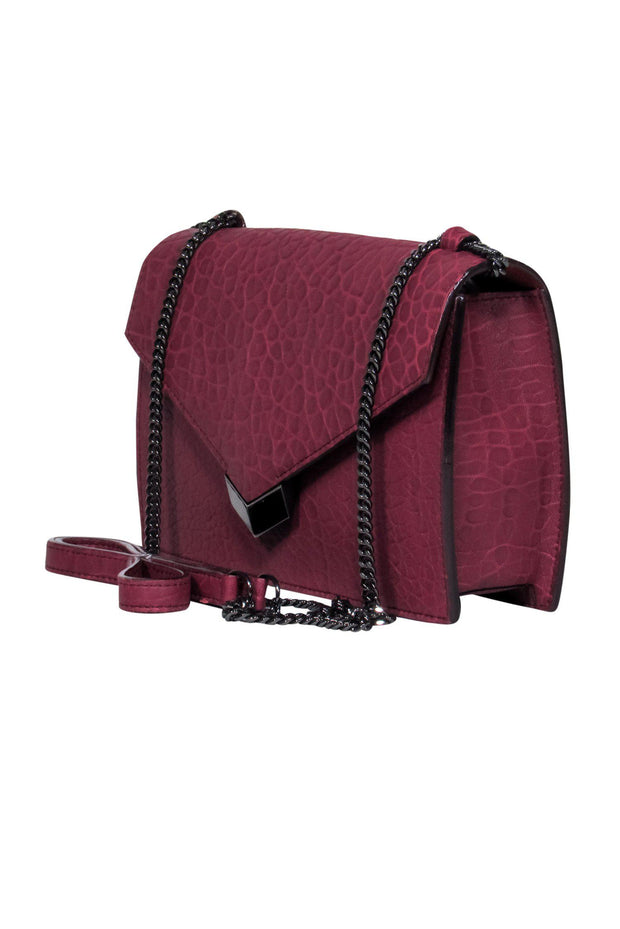 Current Boutique-Jimmy Choo - Burgundy Textured Leather Chain Crossbody