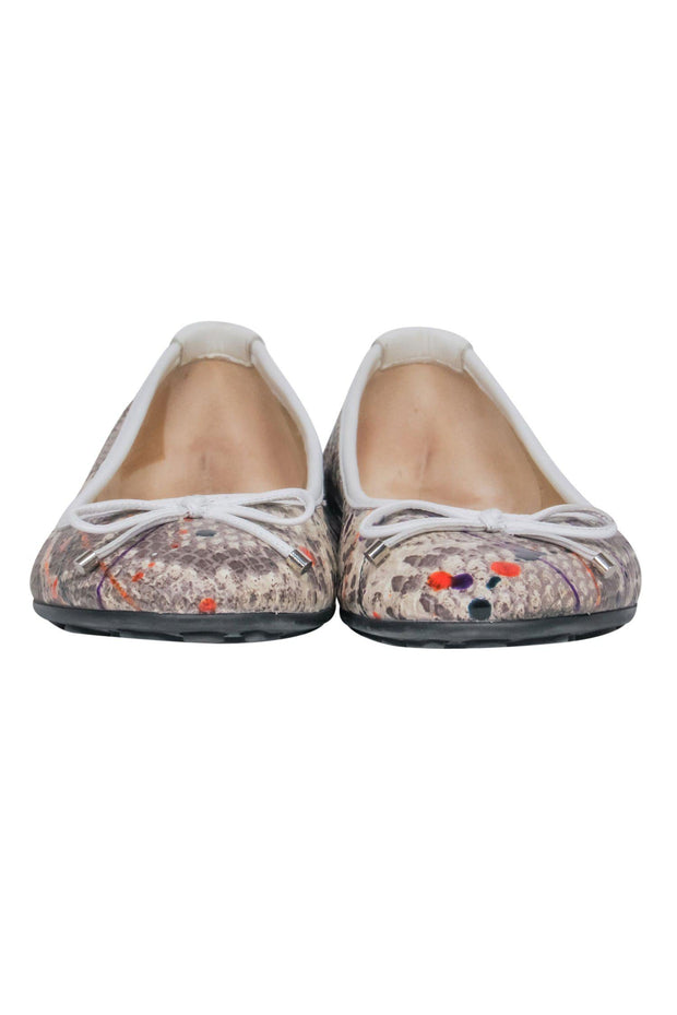 Current Boutique-Jimmy Choo - Grey Snakeskin & Paint Splatter Print Ballet Flats Sz 4.5