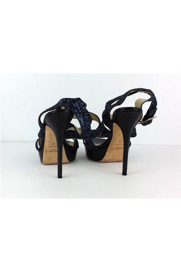 Current Boutique-Jimmy Choo - Navy Sparkly Sandal Heels Sz 10