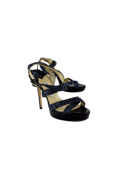 Current Boutique-Jimmy Choo - Navy Sparkly Sandal Heels Sz 10