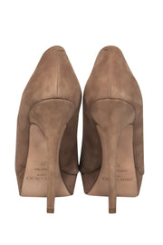 Current Boutique-Jimmy Choo - Nude Suede Rounded Toe Platform Pumps Sz 6