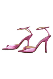 Current Boutique-Jimmy Choo - Pink Metallic Ankle Strap Open Toe Pumps Sz 8.5