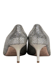 Current Boutique-Jimmy Choo - Silver & Gold Shimmer Peep Toe Pumps Sz 10.5