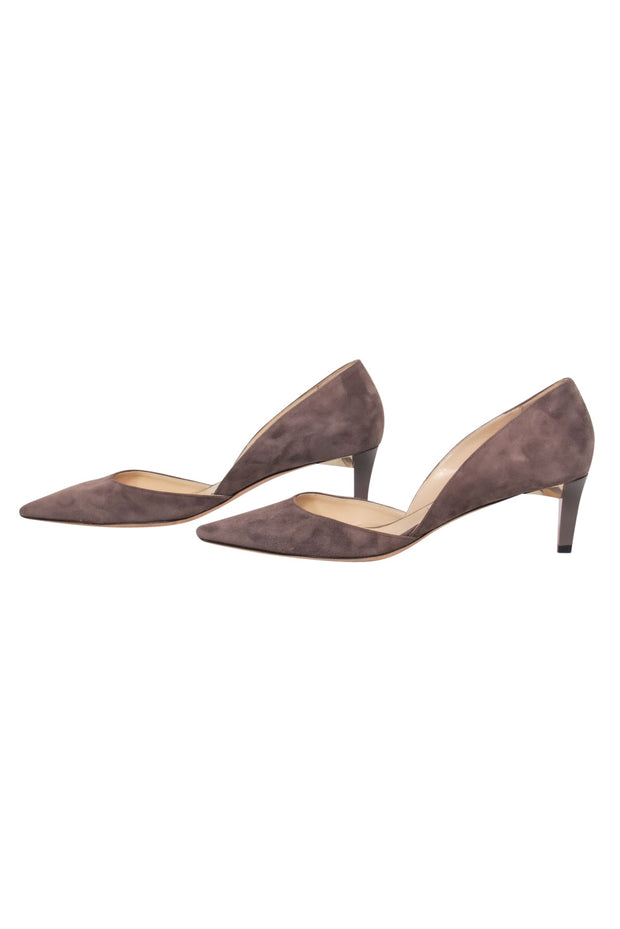 Current Boutique-Jimmy Choo - Taupe Suede Pointy Kitten Heel D’orsay Pumps Sz 8