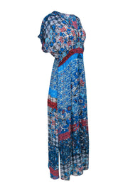 Current Boutique-Johnny Was - Blue, Red & White Floral & Bohemian Print Maxi Dress w/ Lace Trim Sz S