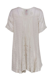 Current Boutique-Johnny Was - Ivory High-Low Eyelet Lace Tunic-Style Top Sz OS