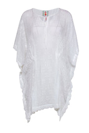 Current Boutique-Johnny Was - White Eyelet Caftan-Style Top w/ Scallop Hem Sz 1X