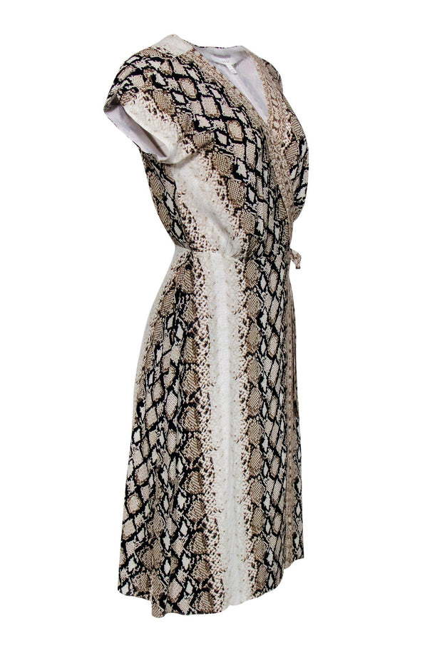 Current Boutique-Joie - Beige & Black Snakeskin Print Wrap Dress Sz S