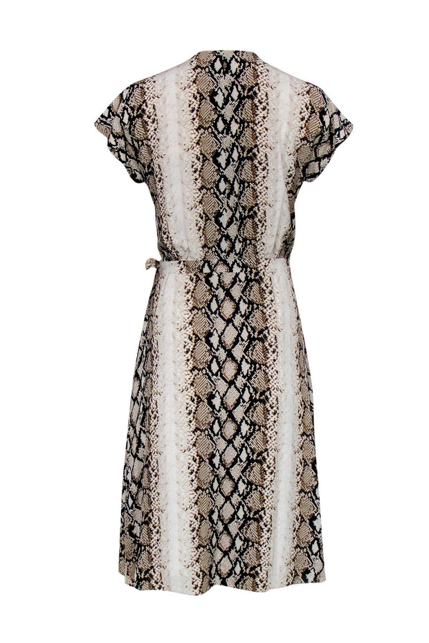 Current Boutique-Joie - Beige & Black Snakeskin Print Wrap Dress Sz S