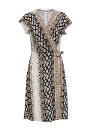 Current Boutique-Joie - Beige & Black Snakeskin Print Wrap Dress Sz S