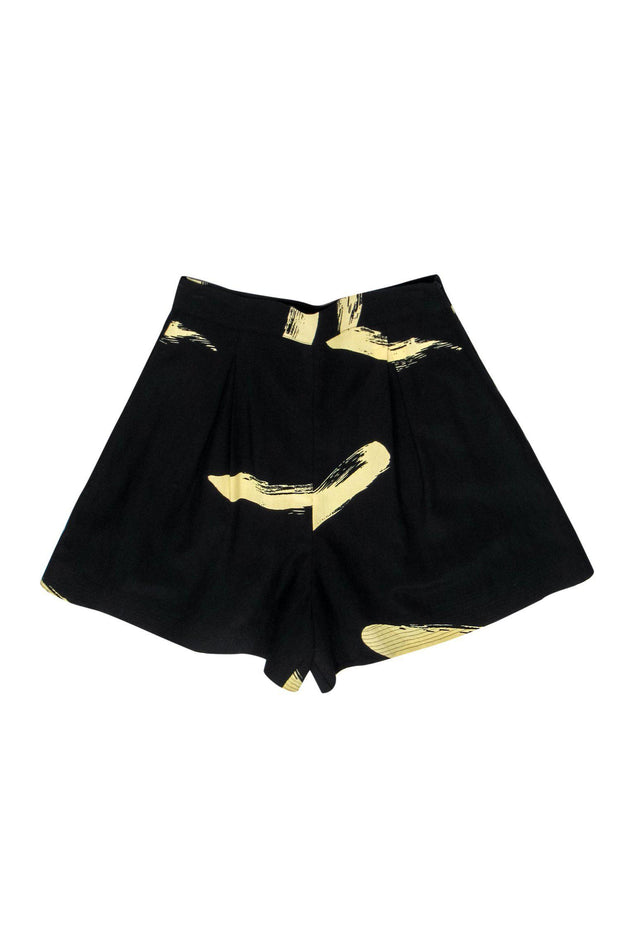 Current Boutique-Joie - Black & Beige Brushstroke Print High Waisted "Benedita" Shorts Sz 2