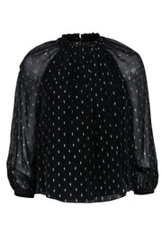 Current Boutique-Joie - Black Blouse w/ Metallic Silver Strands Sz XXS