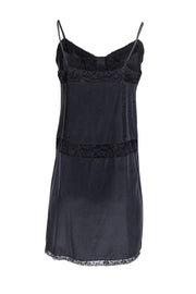 Current Boutique-Joie - Black Lacy Silk Slip Dress Sz S